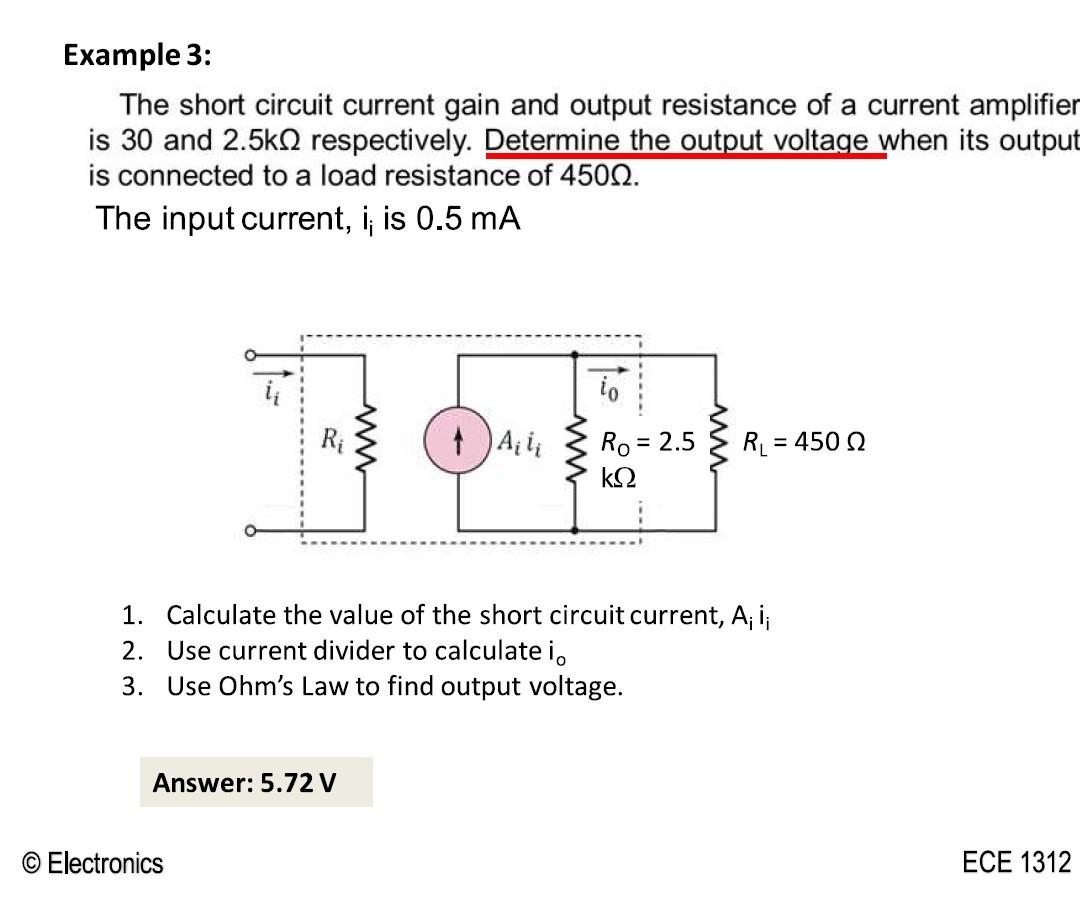 Solved Example 3 The short circuit current gain and output