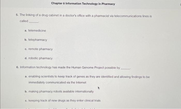 Solved Chapter 6 Information Technology in Pharmacy 5. The | Chegg.com
