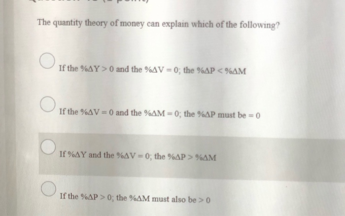 Solved The quantity theory of money can explain which of the | Chegg.com