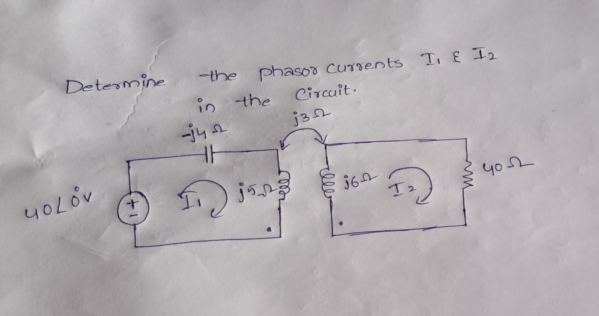 Solved the Determine phasor currents I e I2 in the Circuit. | Chegg.com