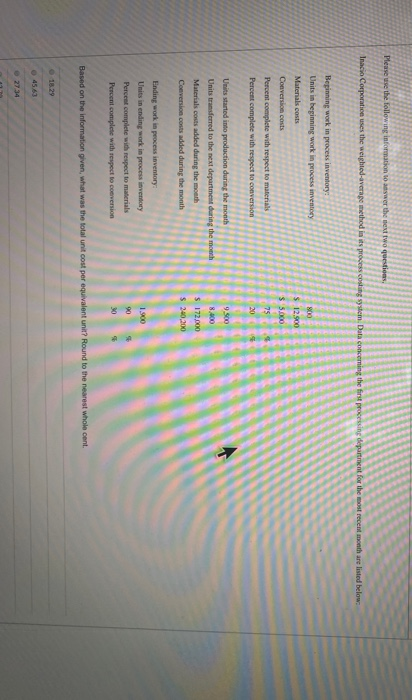 Solved Please use the following information to answer the | Chegg.com