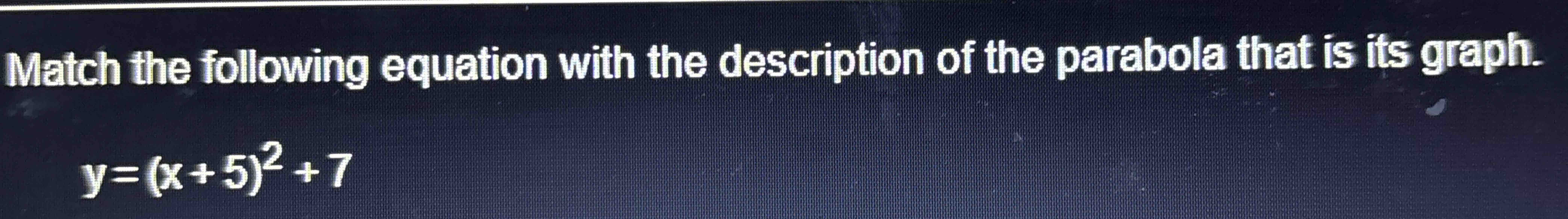 Solved Match the following equation with the description of | Chegg.com