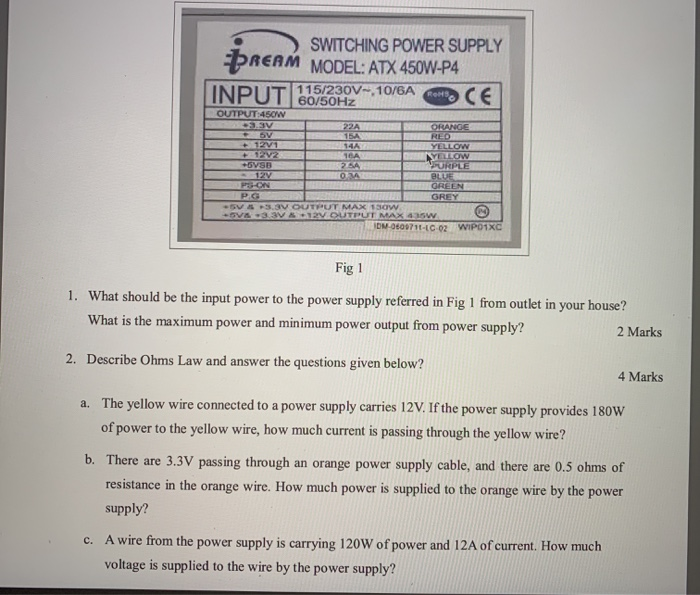 Solved SWITCHING POWER SUPPLY ÞREAM MODEL ATX 450WP4 INPUT