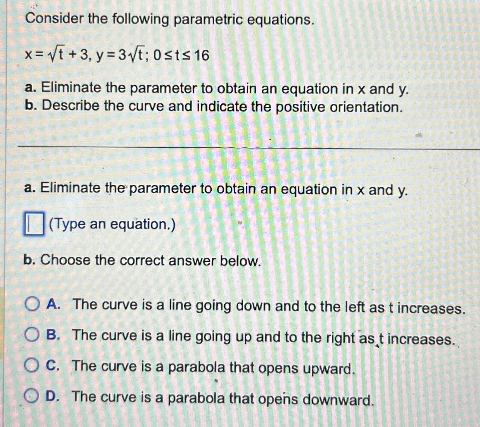 Solved Consider the following parametric | Chegg.com