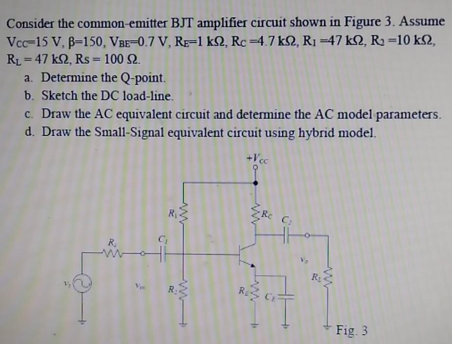 Solved Consider The Common-emitter BJT Amplifier Circuit | Chegg.com