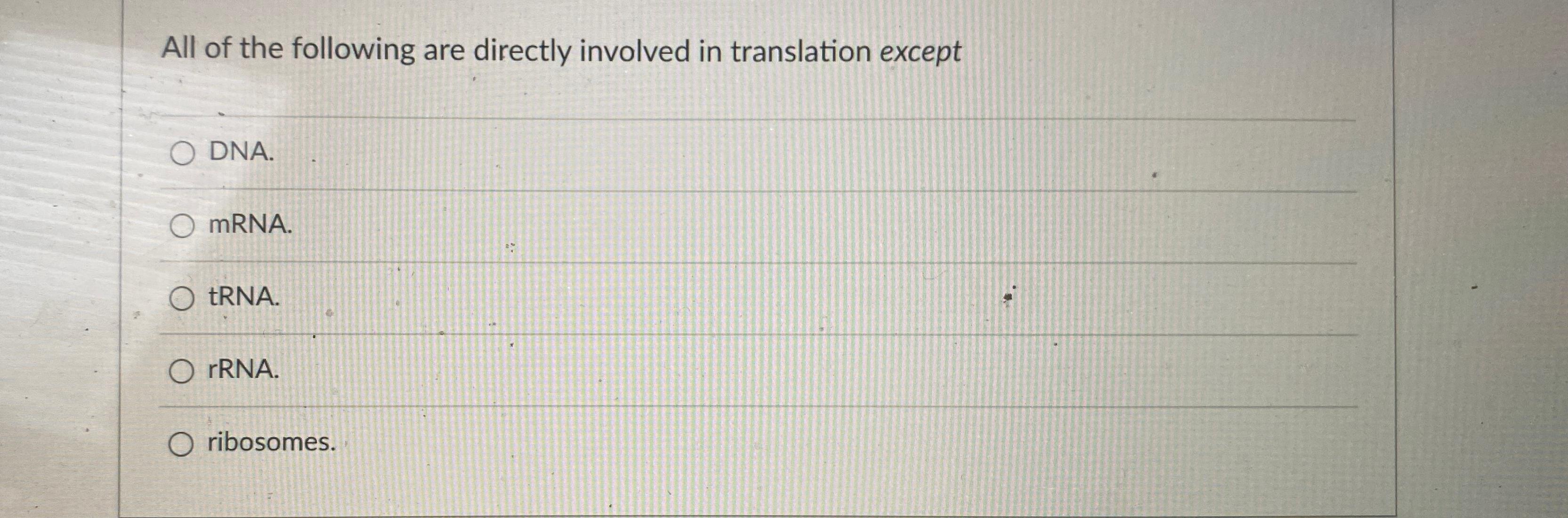 Solved All of the following are directly involved in | Chegg.com