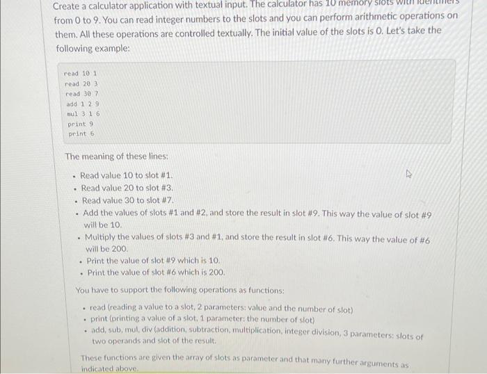 Solved Create a calculator application with textual input. | Chegg.com