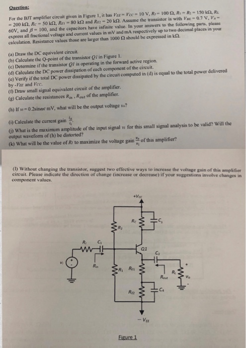 Solved Question: For The BJT Amplifier Circuit Given In | Chegg.com