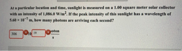 Solved At a particular location and time, sunlight is | Chegg.com