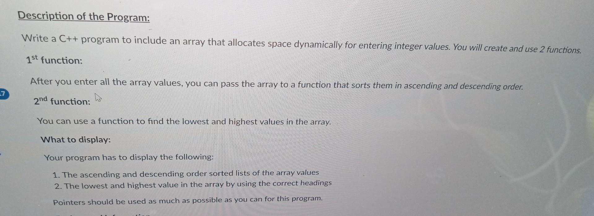 Solved Description of the Program: Write a C++ program to | Chegg.com