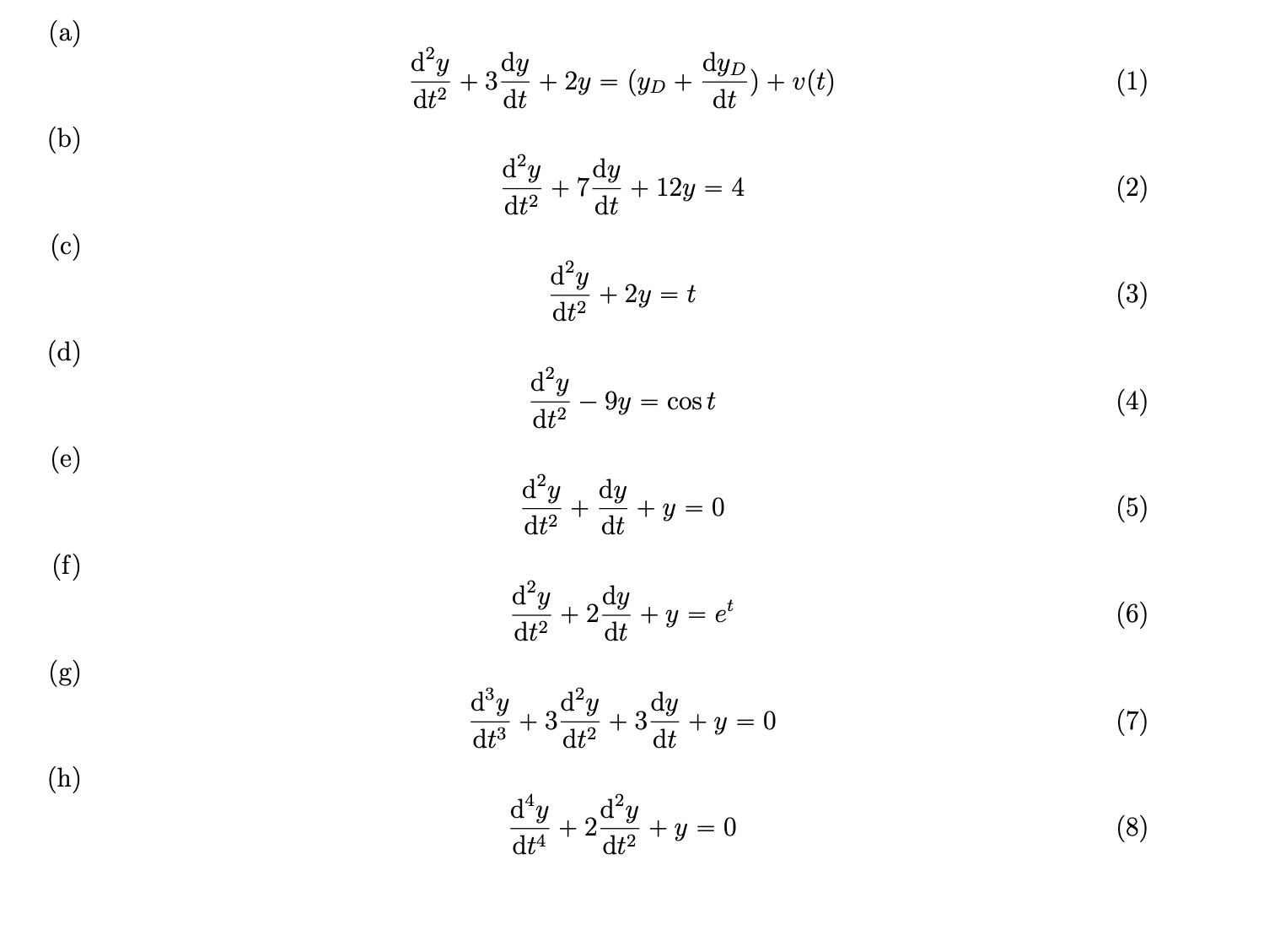 Solved Problem 1For each of the following differential | Chegg.com