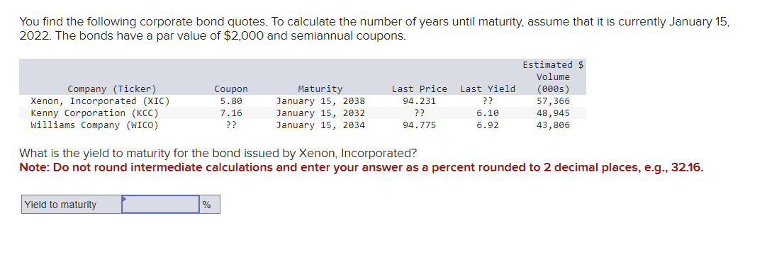 Solved You find the following corporate bond quotes. To | Chegg.com