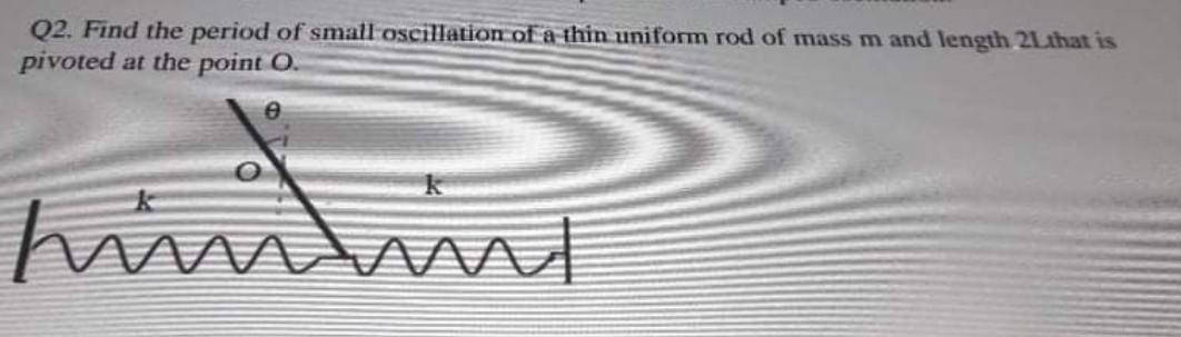 Solved Q2. Find the period of small oscillation of a thin | Chegg.com