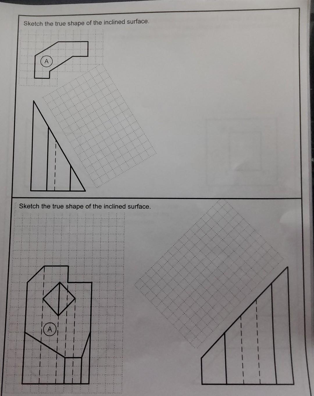 Solved Sketch the indicated auxiliary view showing the true | Chegg.com