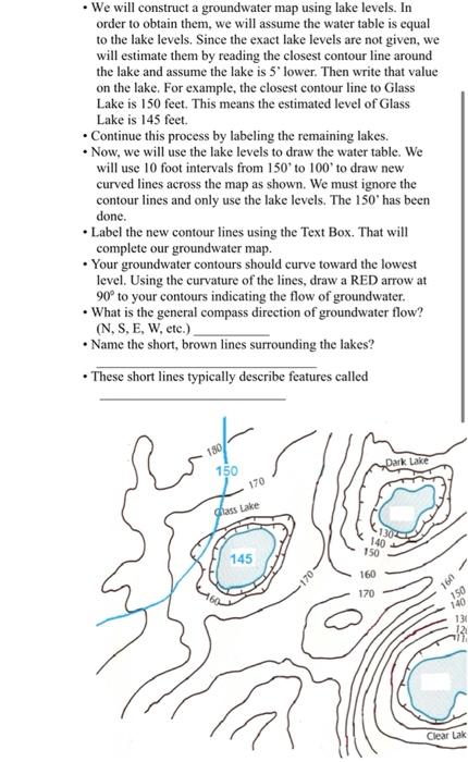 Solved • We will construct a groundwater map using lake | Chegg.com