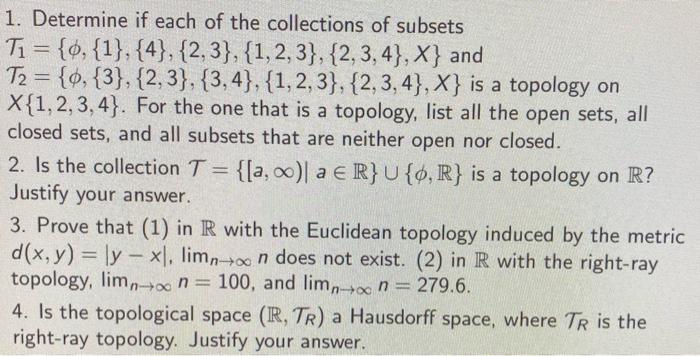 Solved - 1. Determine If Each Of The Collections Of Subsets | Chegg.com