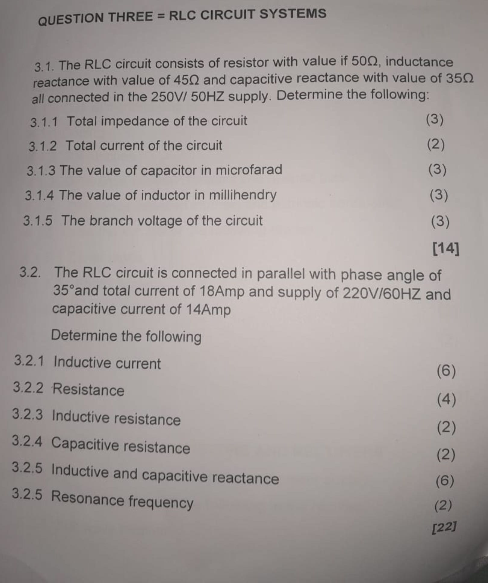 QUESTION THREE = ﻿RLC CIRCUIT SYSTEMS3.1. ﻿The RLC | Chegg.com