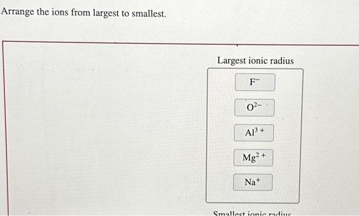 Solved Arrange the ions from largest to smallest. Largest | Chegg.com