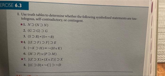 ERCISE 6 3 1 Use Truth Tables To Determine Whether Chegg