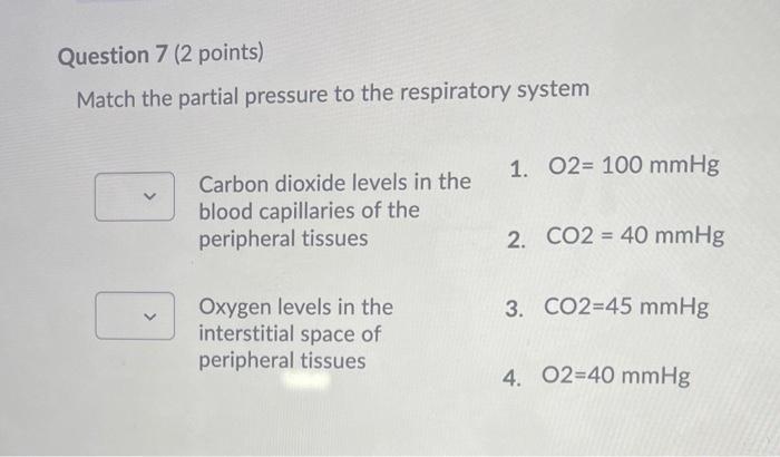 Solved Question 7 (2 points) Match the partial pressure to | Chegg.com