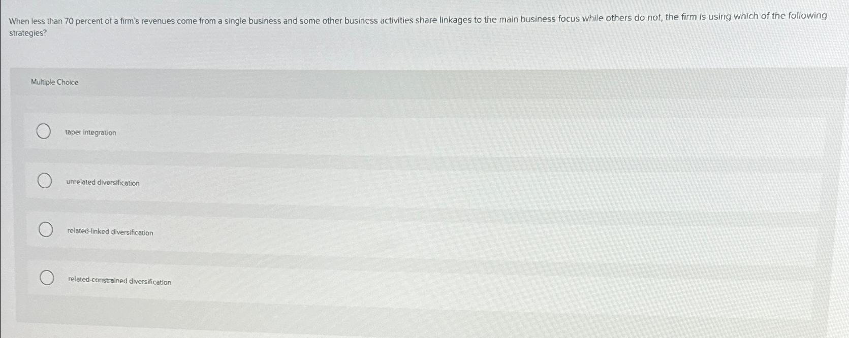 Solved strategies?Multiple Choicetaper integrationunrelated