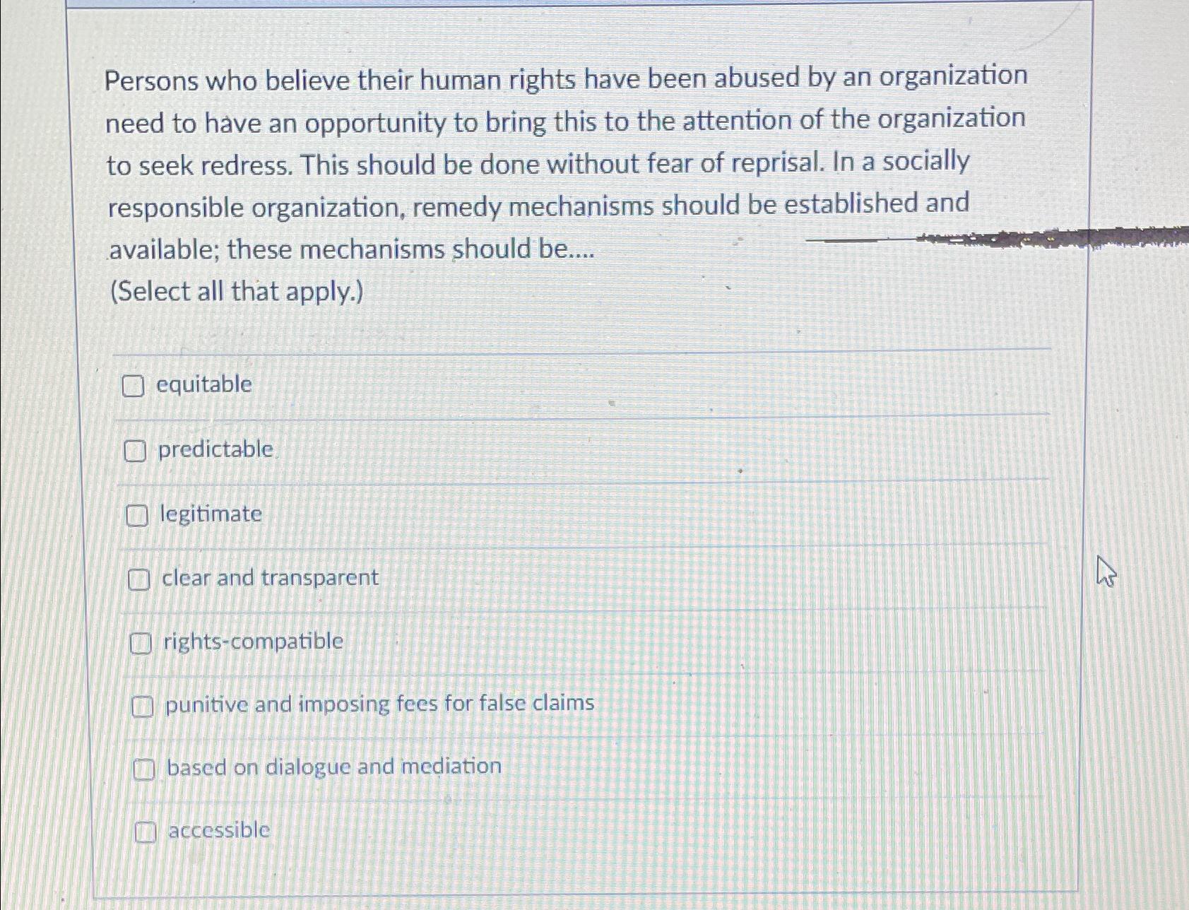 Solved Persons who believe their human rights have been | Chegg.com