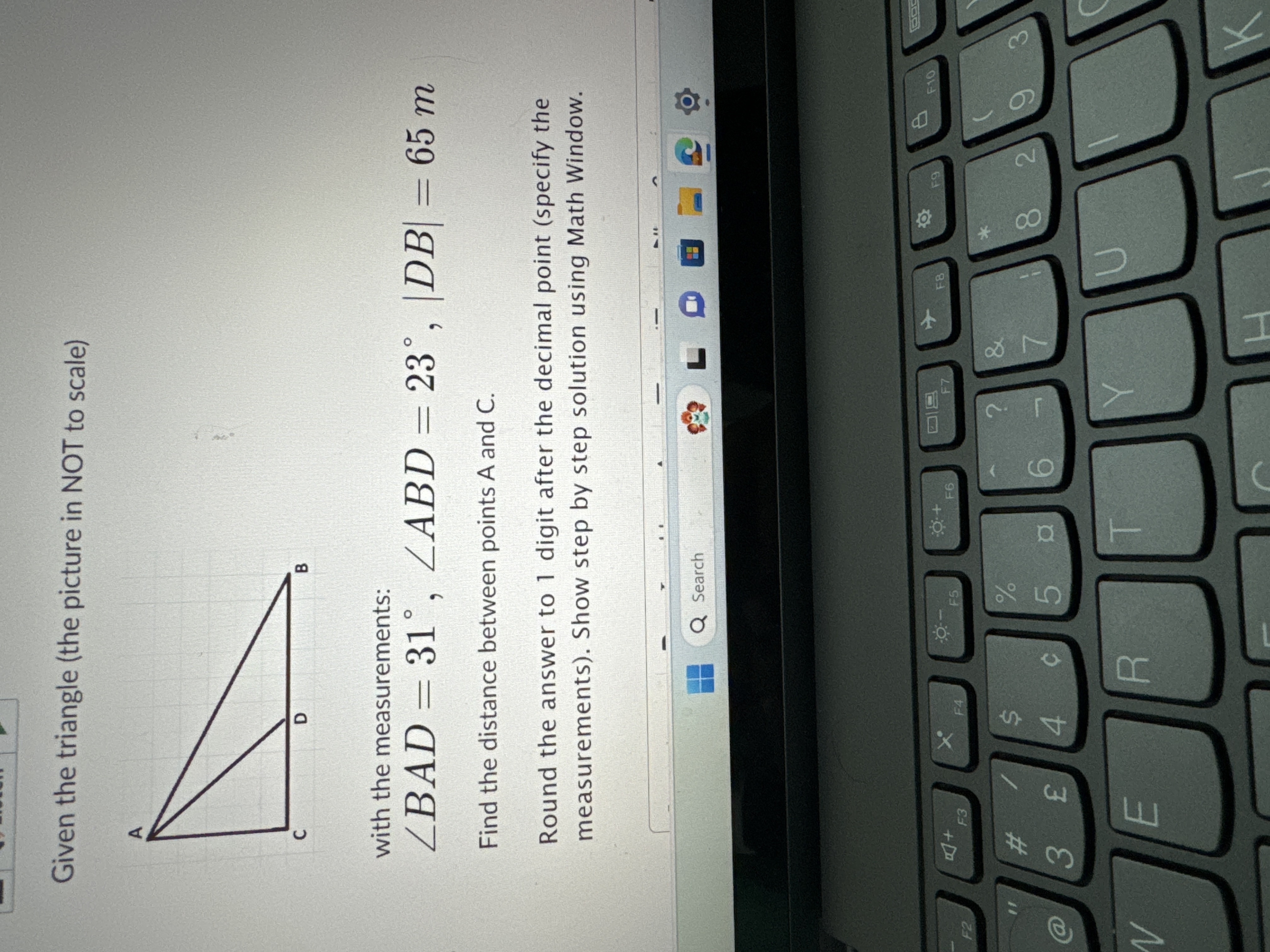 Solved find the distance between points A and C | Chegg.com