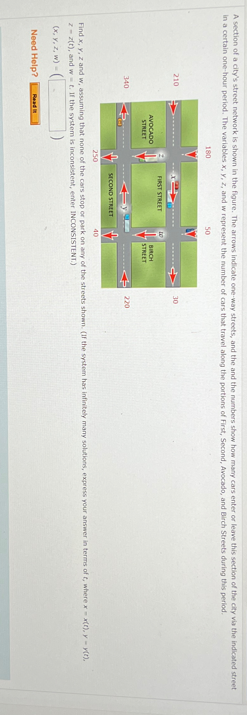 Solved A section of a city's street network is shown in the | Chegg.com
