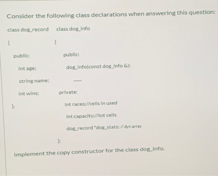 Solved Consider the following class declarations when | Chegg.com