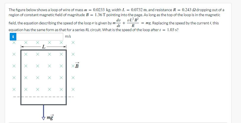 Solved The figure below shows a loop of wire of mass | Chegg.com