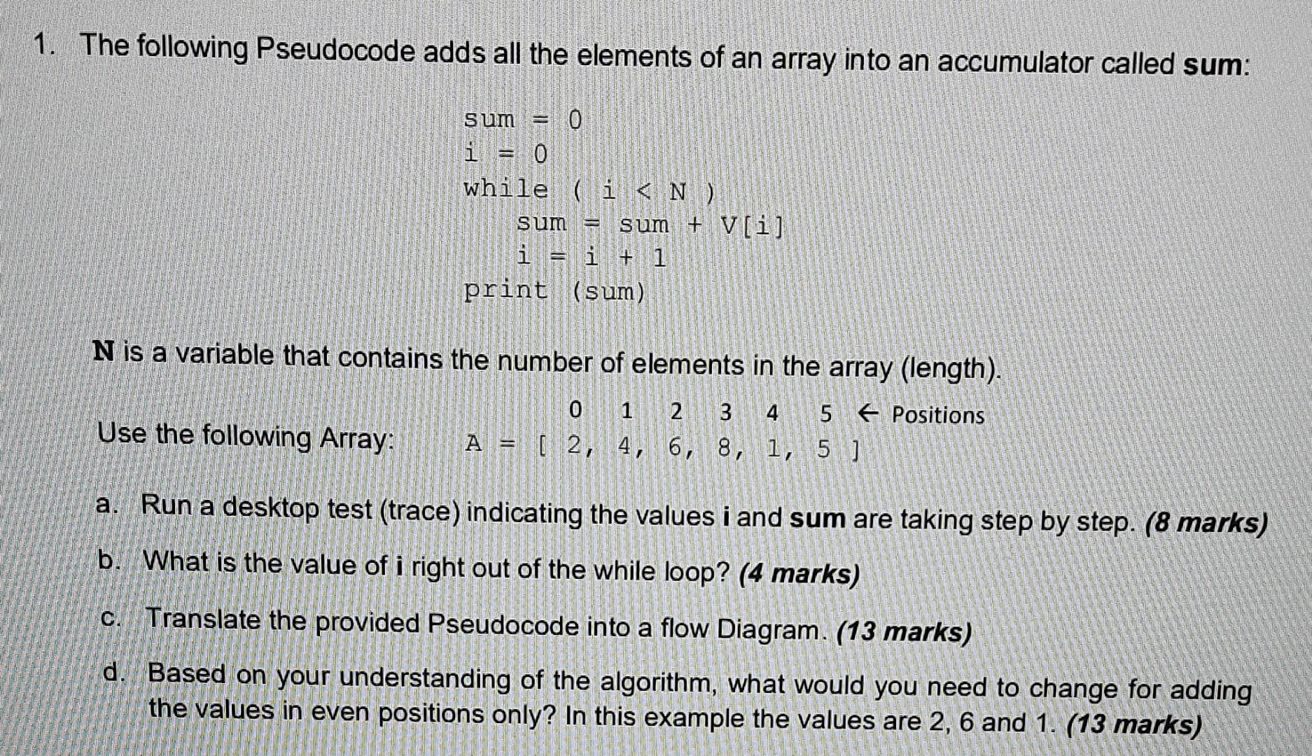 solved-1-the-following-pseudocode-adds-all-the-elements-of-chegg