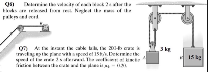 Solved Q6) Determine the velocity of each block 2 s after | Chegg.com