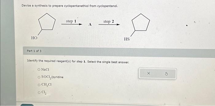 Solved Devise a synthesis to prepare cyclopentanethiol from | Chegg.com