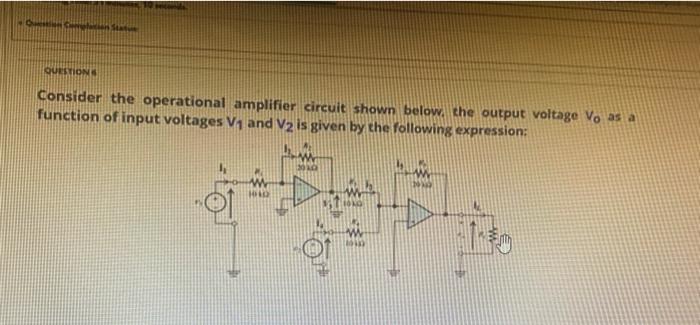 Solved Consider the operational amplifier circuit shown | Chegg.com