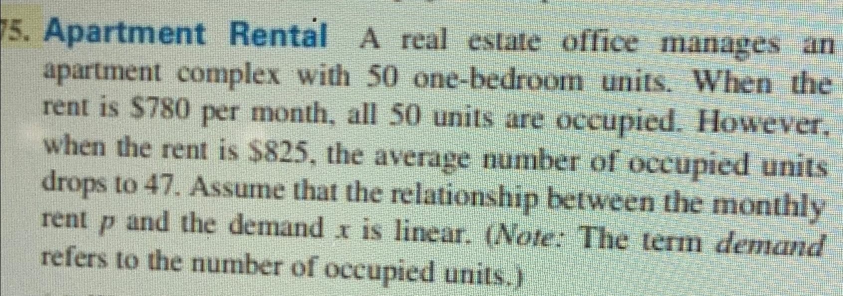 Solved Apartment Rental A real estate office manages an | Chegg.com