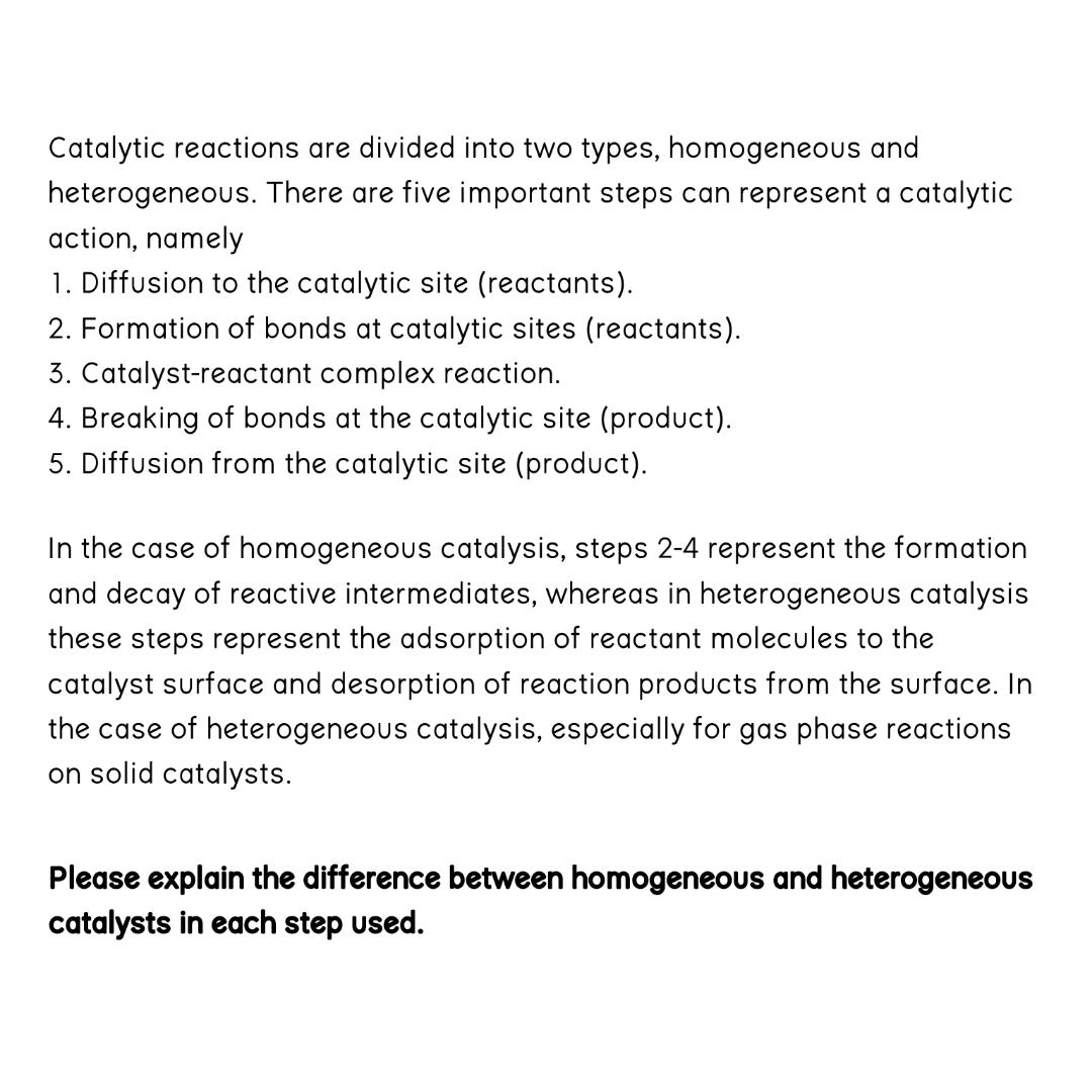 Solved Catalytic reactions are divided into two types,
