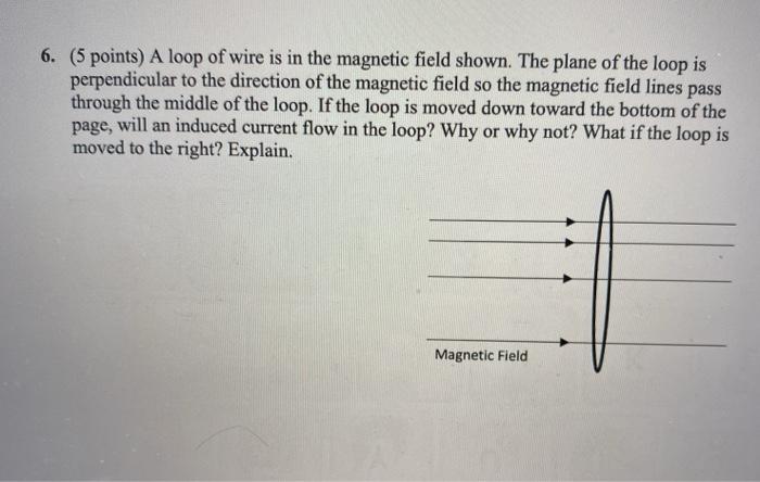 Solved 6. (5 points) A loop of wire is in the magnetic field | Chegg.com