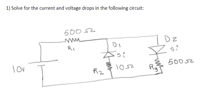 Solved Solve for the current and voltage drops in the | Chegg.com
