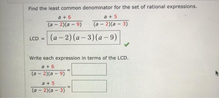 Solved Find the least common denominator for the set of | Chegg.com