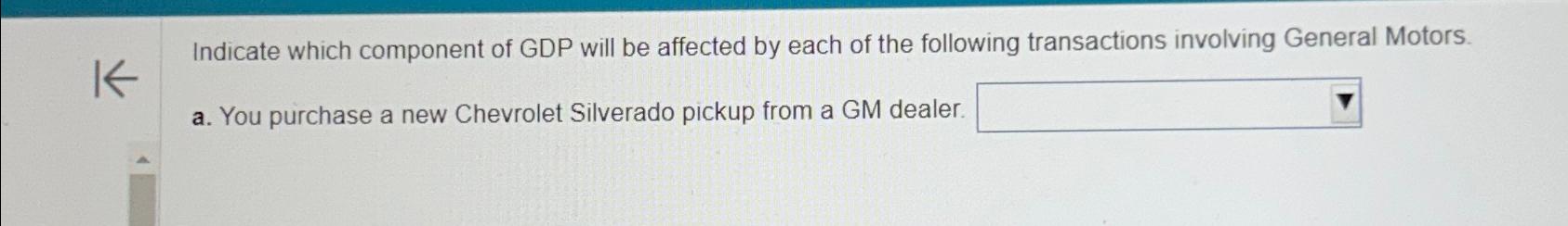 Solved Indicate which component of GDP will be affected by | Chegg.com