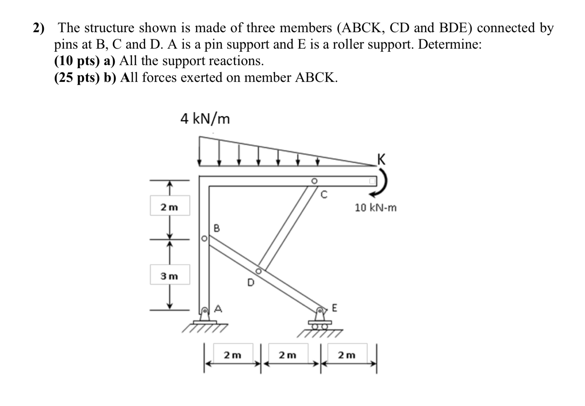 Solved by an EXPERT The structure shown is made of three members ...