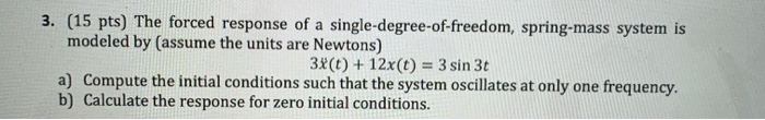Solved 3. (15 pts) The forced response of a | Chegg.com
