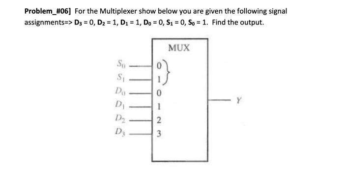 Solved Problem_\#06] For the Multiplexer show below you are | Chegg.com