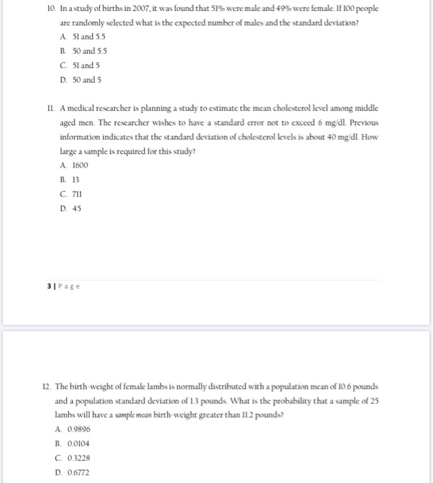 Solved 10. In a study of births in 2007, it was found that | Chegg.com