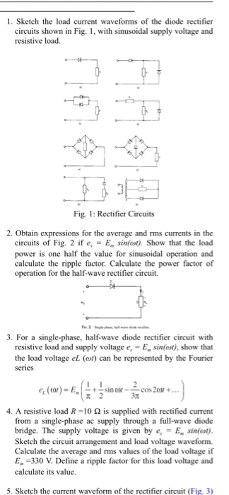 Solved 1. Sketch the load current waveforms of the diode | Chegg.com
