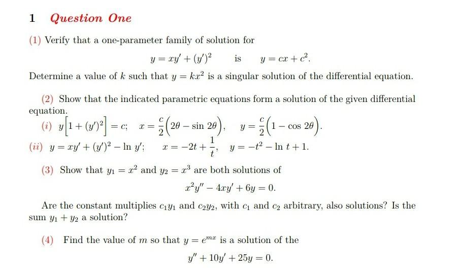 Solved differential equation, please solve all parts. solve | Chegg.com