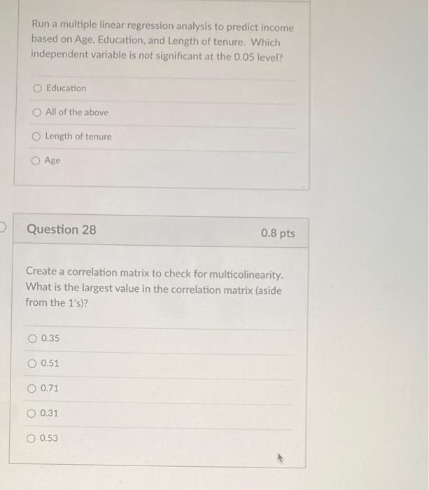 Solved Run a multiple linear regression analysis to predict | Chegg.com