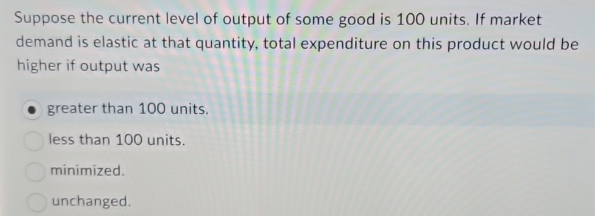 Solved Suppose the current level of output of some good is | Chegg.com