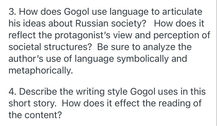 3. How does Gogol use language to articulate his | Chegg.com