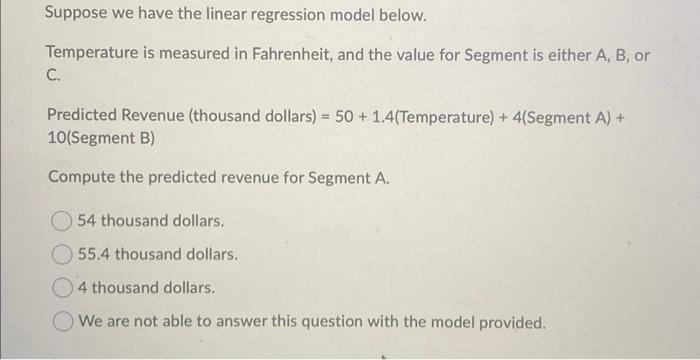 Solved Suppose we have the linear regression model below. | Chegg.com